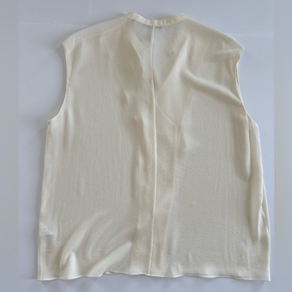 Vince Tie Neck Sleeveless 100% Silk Blouse in Off-White | XL | NWT - Picture 5 of 16
